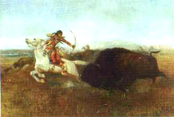 Indians Hunting Buffalos - Charles M. Russell
